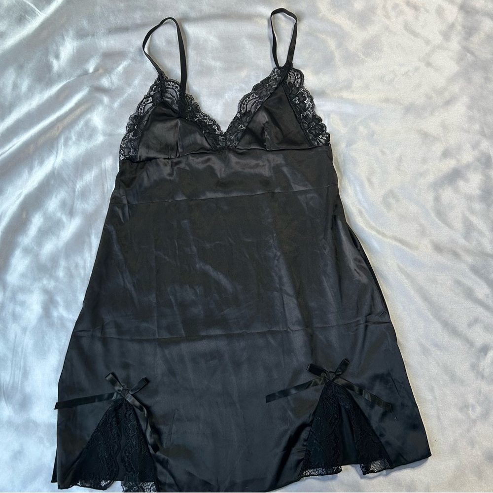 Adome Black Chemise Slip Dress Size Small